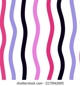 Creative vertical stripes seamless pattern. Cute waves background. Hand drawn abstract wavy line wallpaper. Simple design for fabric, textile print, wrapping, cover. Vector illustration.