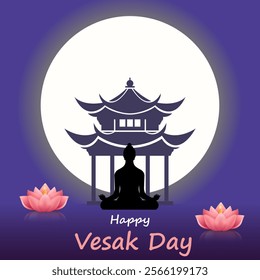 Creative Vesak Day concept for card or banner. Festive art, wishing a happy Vesak day.