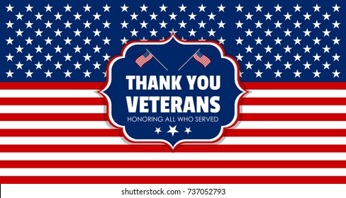 Creative veterans day background and greetings for united states of america. Patriotic vector elements and objects with american flag on background. Can be used for posters, banners, greetings, etc. 