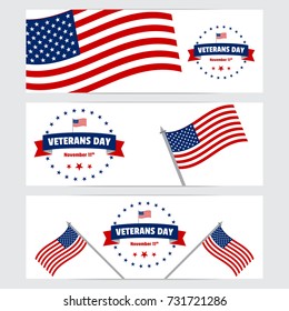 Creative veterans day illustration with usa flag. Celebrating american war veterans. Can be used for banner, background, badge, greetings and wallpaper. 