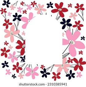 Marco de arco floral vibrante creativo, marco brillante con flores silvestres en colores jugosos.