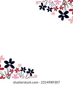 Marco floral vibrante creativo, marco brillante con flores silvestres en colores jugosos.