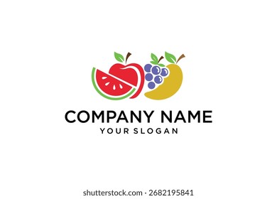Diseño creativo y vibrante del logotipo de la tienda de frutas con un concepto fresco y saludable.