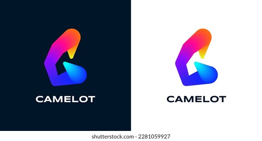 Creative and Vibrant Letter C Logo Design with Colorful Gradient Concept. C Logo with Blend Style