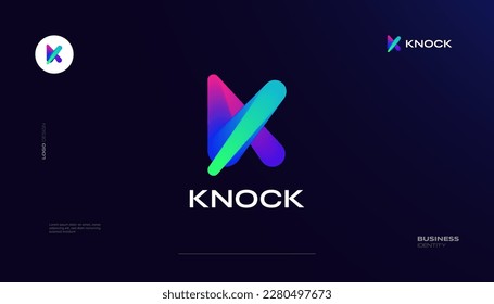 Creative and Vibrant Letter K Logo Design with Colorful Gradient Concept. K Logo with Blend Style