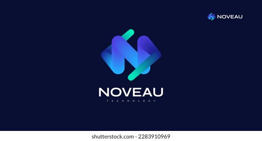 Creative and Vibrant Letter N Logo Design with Colorful Gradient Style. N Logo with Blend Concept, Suitable for Business and Technology Logo