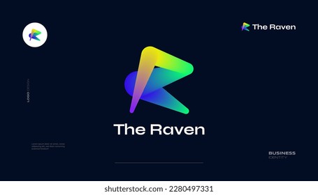 Creative and Vibrant Letter R Logo Design with Colorful Gradient Concept. R Logo with Blend Style