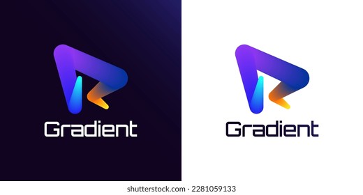 Diseño de logotipo de letras R creativas y vibrantes con concepto de degradado colorido. Logotipo R con estilo de mezcla