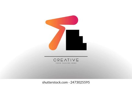 Creative and Vibrant Letter TE Logo Design with Colorful Gradient Concept. 