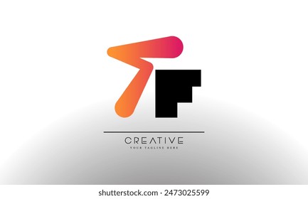 Diseño creativo y vibrante del logotipo de la letra TF con el concepto colorido del degradado. 
