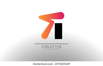 Creative and Vibrant Letter TI Logo Design with Colorful Gradient Concept. 