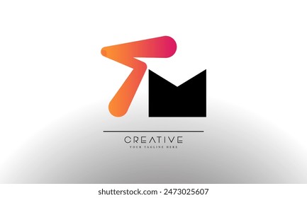 Creative and Vibrant Letter TM Logo Design with Colorful Gradient Concept. 