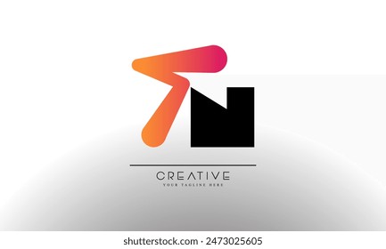 Creative and Vibrant Letter TN Logo Design with Colorful Gradient Concept. 
