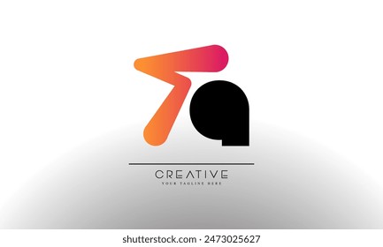 Diseño creativo y vibrante del logotipo de la letra TQ con el concepto colorido del degradado. 