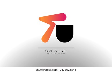 Kreatives und lebendiges Buchstaben-TU-Logo-Design mit buntem Gradient-Konzept. 