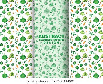 Creative vibrant vegetable seamless pattern design templates.