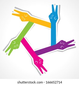  Creative victory hand icon - vector illustration