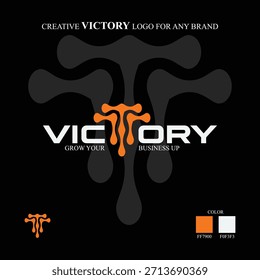 Creative Victory Logo Concept with Fluid Orange 'T' Design
