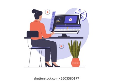 Creative Video Editing and Production Concept. Illustrations for websites, landing pages, mobile apps, posters and banners