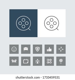 Creative Video Line Icon with Bonus Icons. 