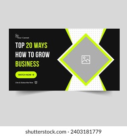 Creative video thumbnail banner design for business techniques, business idea banner design, multipurpose video cover banner design, editable vector eps 10 file format