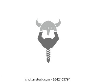 Creative Vikings Helmet Beard Head Logo Vector Symbol Illustration