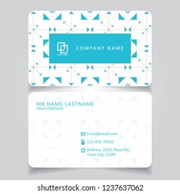 Creative Vintage Blue and White name card and business card with horizontal curve corner standard size vector illustration EPS10 template
