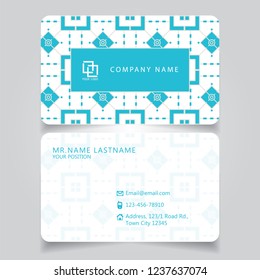 Creative Vintage Blue and White name card and business card with horizontal curve corner standard size vector illustration EPS10 template