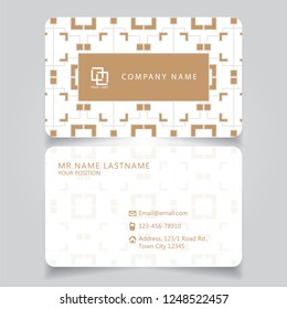 Creative Vintage Brown and White name card and business card with horizontal curve corner standard size vector illustration EPS10 template