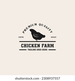 Creative vintage chicken farm logo design concept illustration idea