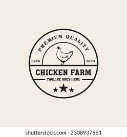 Creative vintage chicken farm logo design concept illustration idea