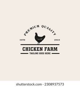 Creative vintage chicken farm logo design concept illustration idea