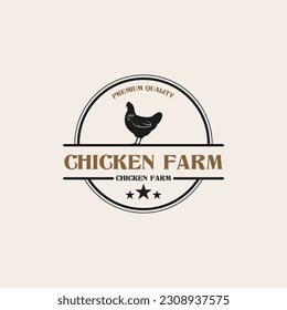 Creative vintage chicken farm logo design concept illustration idea