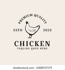 Creative vintage chicken farm logo design concept illustration idea
