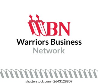 Creative vintage elegant trendy unique quirky red color warrior theme WBN initial based letter icon logo with. Combination of two swords with letter W