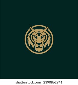 Creative vintage gold tiger logo vector illustration.