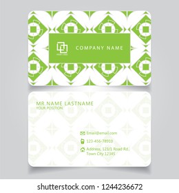 Creative Vintage Green and White name card and business card with horizontal curve corner standard size vector illustration EPS10 template