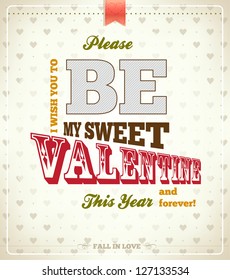 Creative vintage hipster greetings, valentine's day, retro background