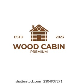 Creative vintage home wood cabin logo design illustration idea