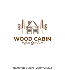 Creative vintage home wood cabin logo design illustration idea