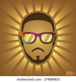 Creative Vintage Human Design. Vector Elements. Isolated Geek Head Character Illustration. EPS10