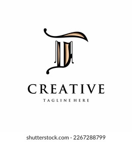 Diseño de logotipo vintage creativo, con concepto de letra T	