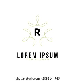 Creative vintage monogram logo with floral frame