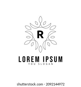Creative vintage monogram logo with floral frame