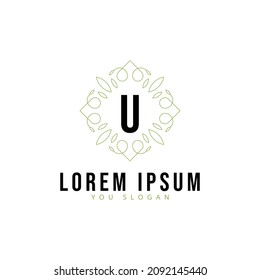 Creative vintage monogram logo with floral frame