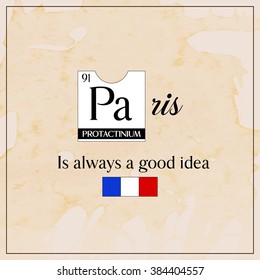 Creative vintage Paris poster vector illustration over texture coffee grunge background. 