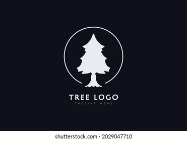 Creative Vintage pine tree logo in classic style. tree logo with farming theme. Design Vector Template.