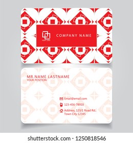 Creative Vintage Red and White name card and business card with horizontal curve corner standard size vector illustration EPS10 template