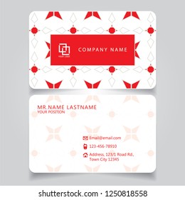 Creative Vintage Red and White name card and business card with horizontal curve corner standard size vector illustration EPS10 template