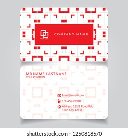 Creative Vintage Red and White name card and business card with horizontal curve corner standard size vector illustration EPS10 template